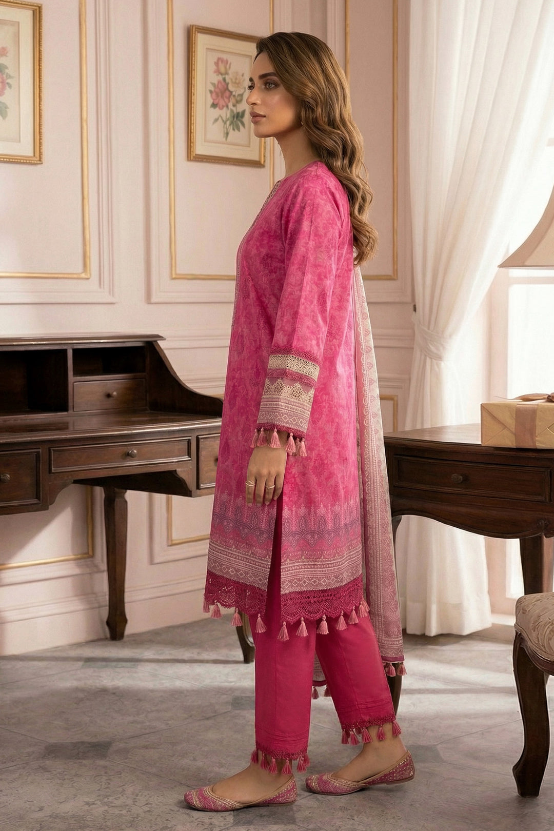 3 Piece Unstitched Cherry Premium Printed Lawn Suit - Jacquard Virsa By Zainab Summer 2026 Collection