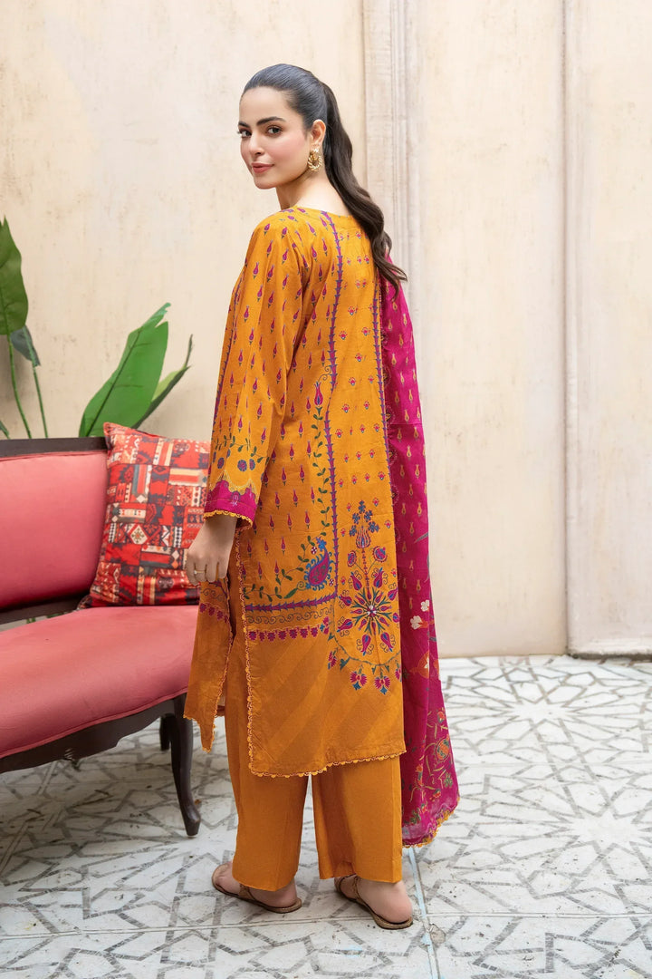 3 Piece Unstitched Copper Premium Printed Lawn - Jacquard Clothing