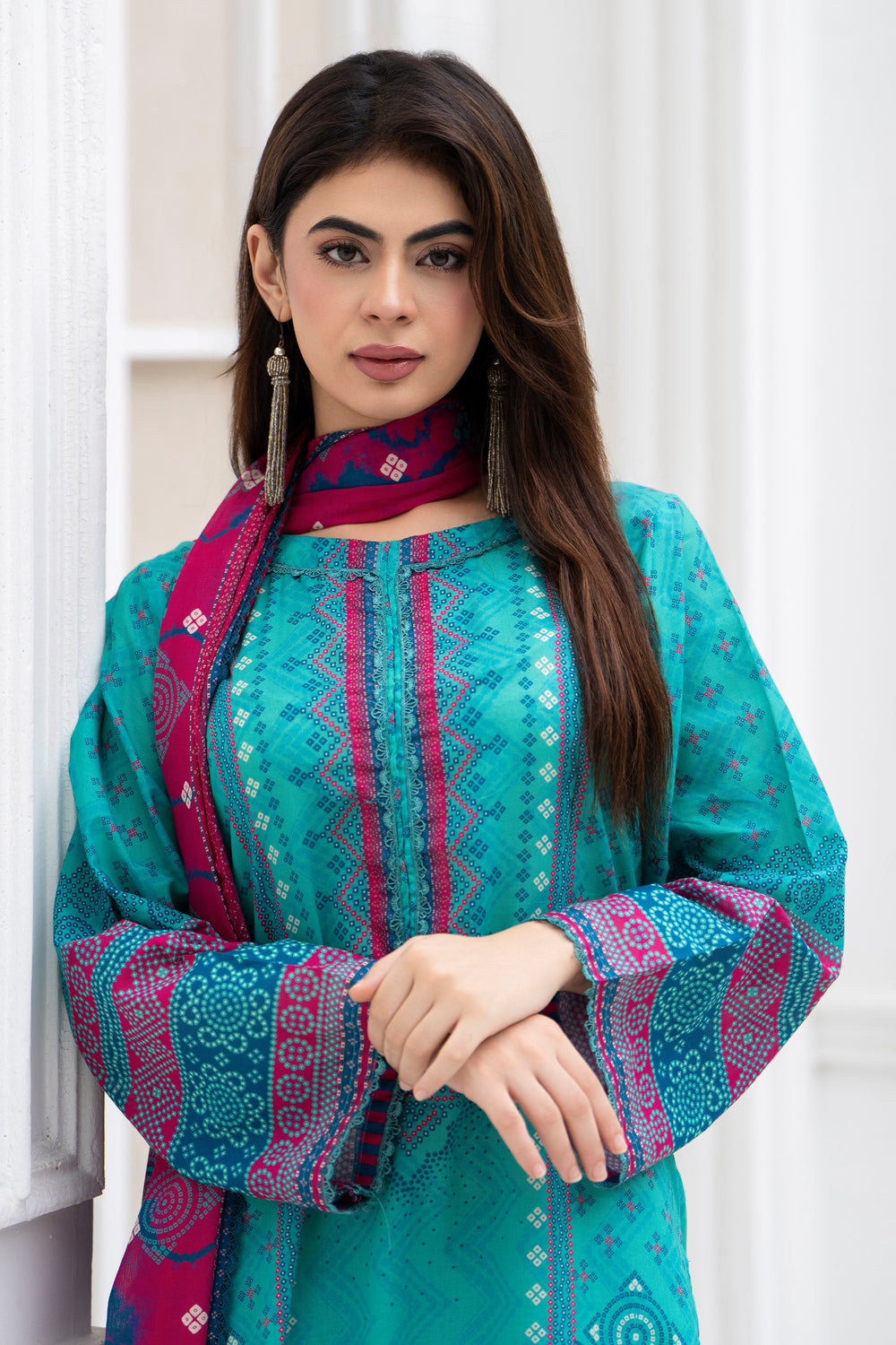 3 Piece Unstitched Cyan Lawn - SU25V27-S6 - JACQUARD CLOTHING