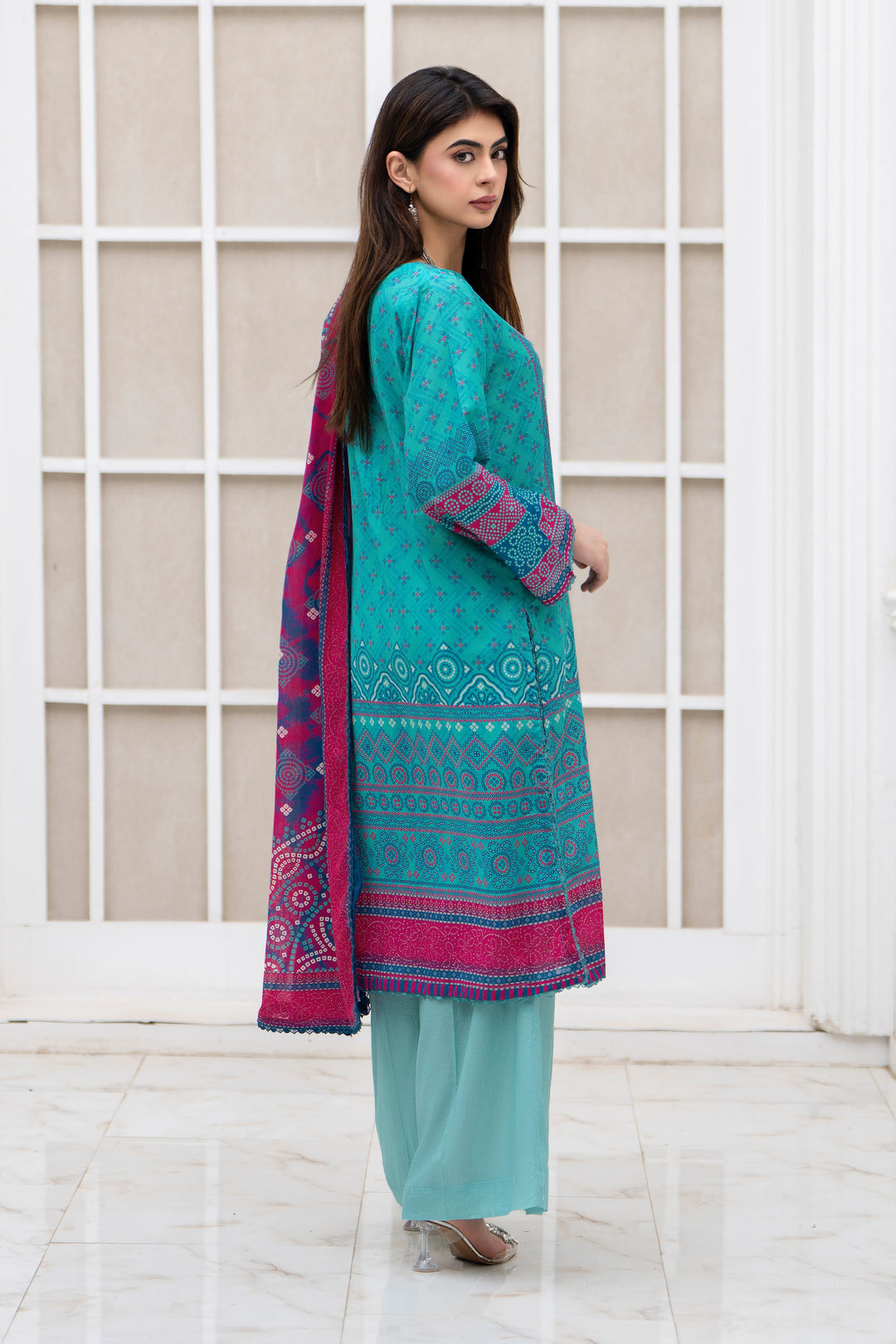 3 Piece Unstitched Cyan Lawn - SU25V27-S6 - JACQUARD CLOTHING