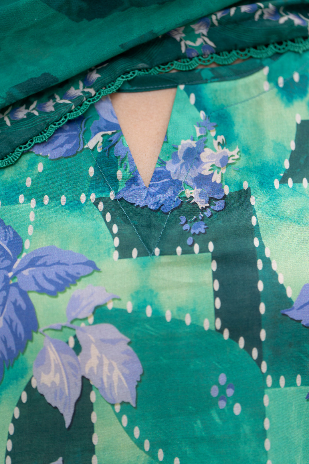 3 Piece Unstitched Dark Cyan Lawn - SU25V29-S1 - JACQUARD CLOTHING