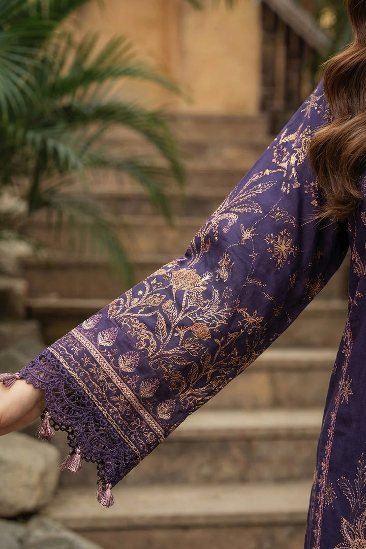 3 Piece Unstitched Dark Lavender Premium Printed Lawn Suit By Jacquard Clothing Summer 2026 Collection