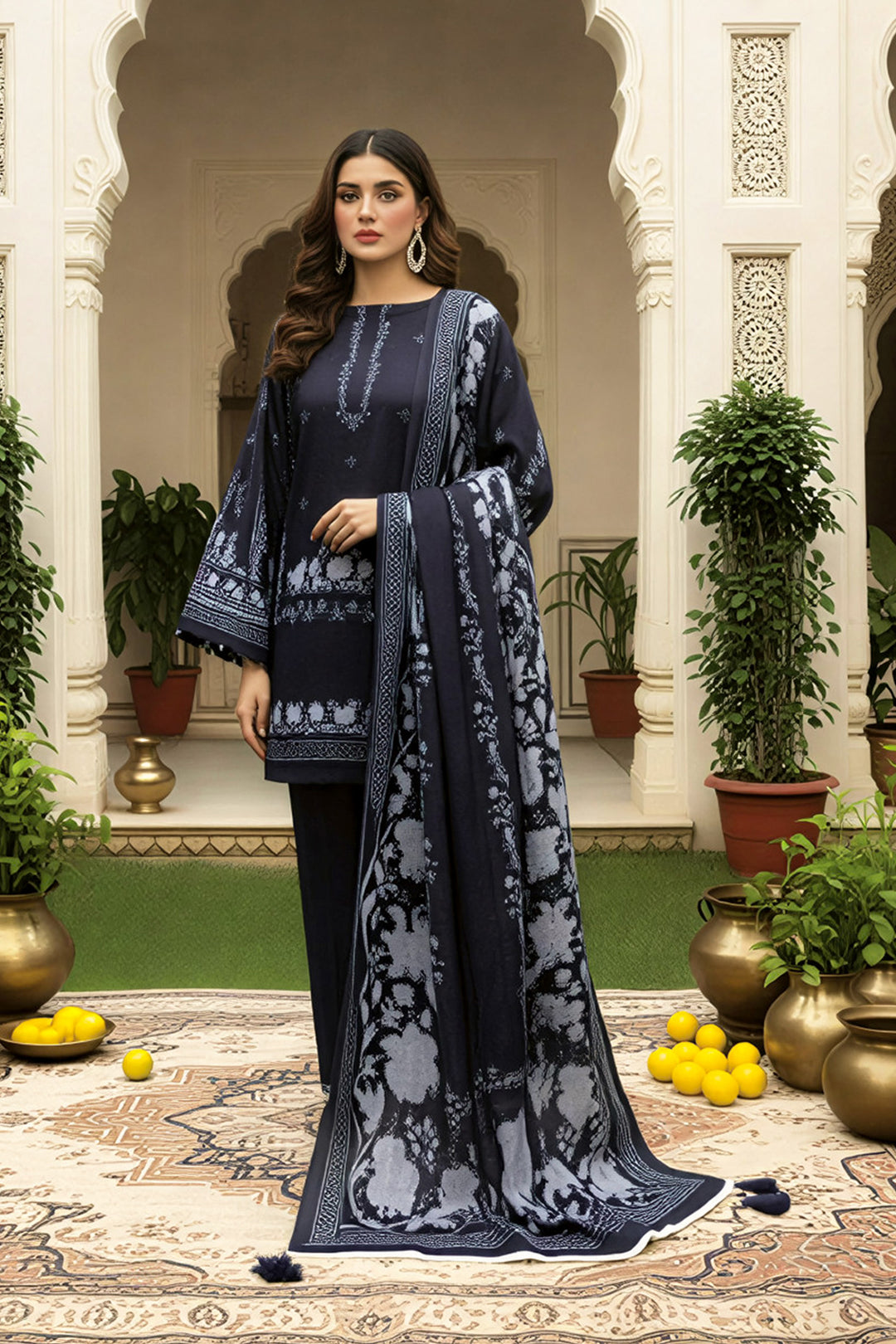 3 Piece Unstitched Dark Purple Premium Printed Lawn Suit By Jacquard Clothing Summer 2026 Collection