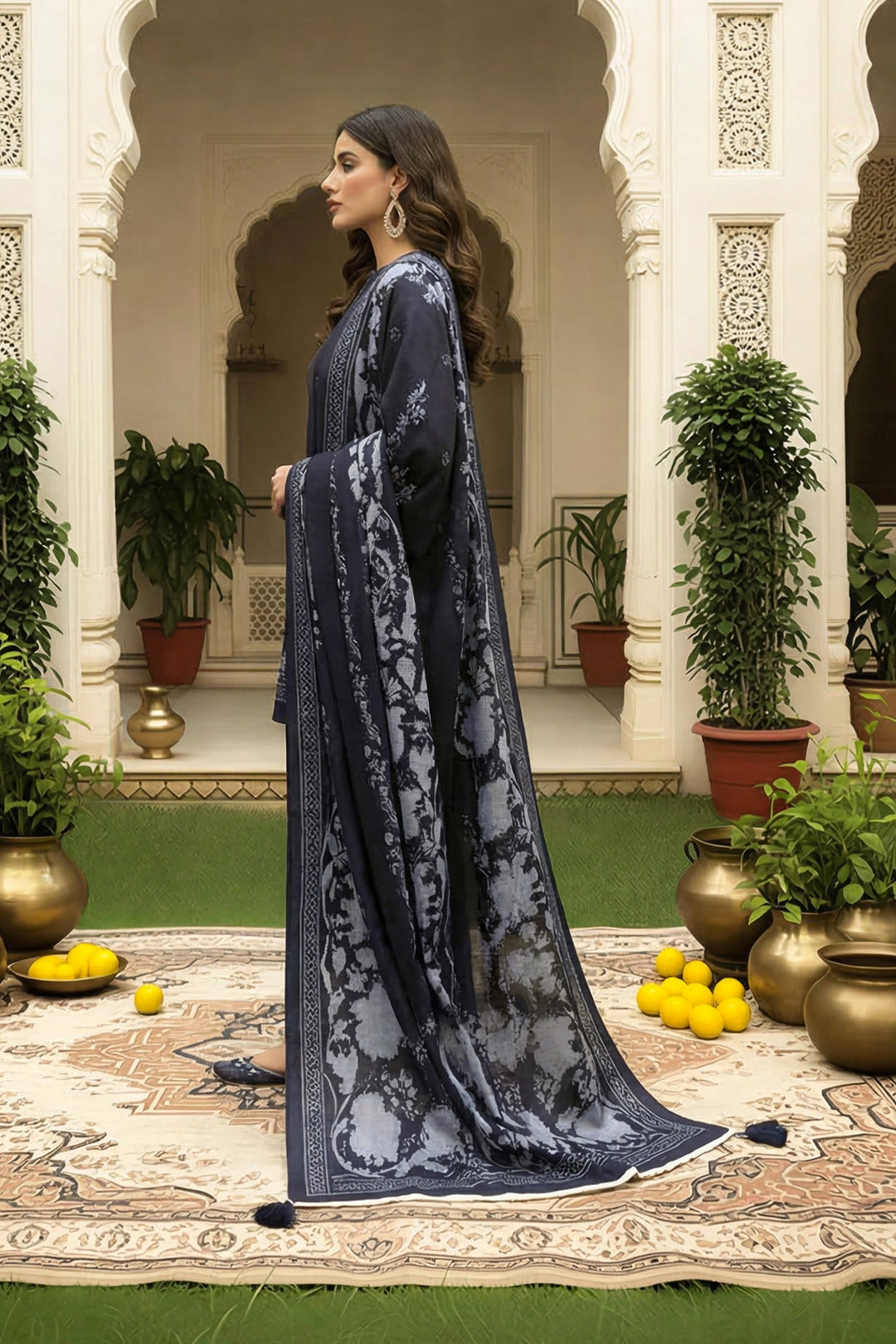 3 Piece Unstitched Dark Purple Premium Printed Lawn Suit By Jacquard Clothing Summer 2026 Collection