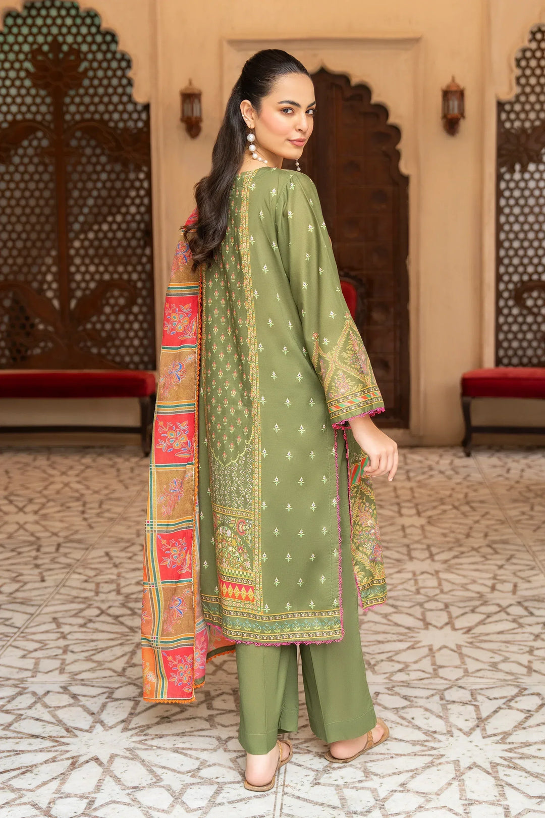 3 Piece Unstitched Dark Tan Premium Printed Lawn Suit - Jacquard Clothing Summer 2026