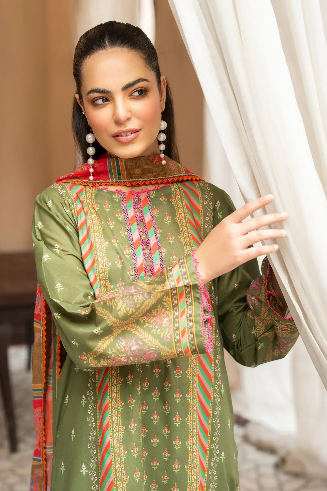 3 Piece Unstitched Dark Tan Premium Printed Lawn Suit - Jacquard Clothing Summer 2026