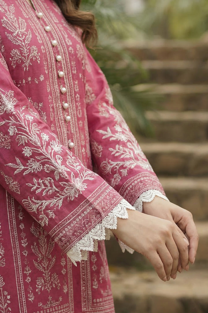3 Piece Unstitched Deep Carmine Premium Printed Lawn
