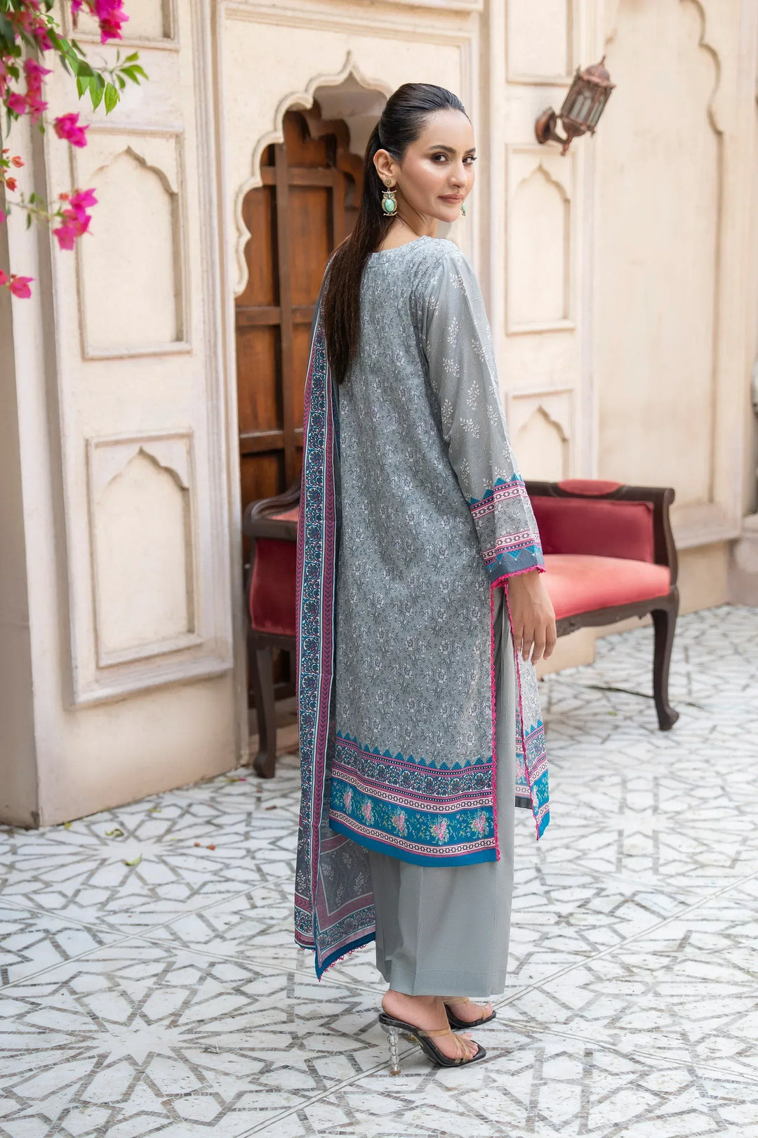 3 Piece Unstitched Dim Grey Premium Printed Lawn Suit - Jacquard Clothing Summer 2026