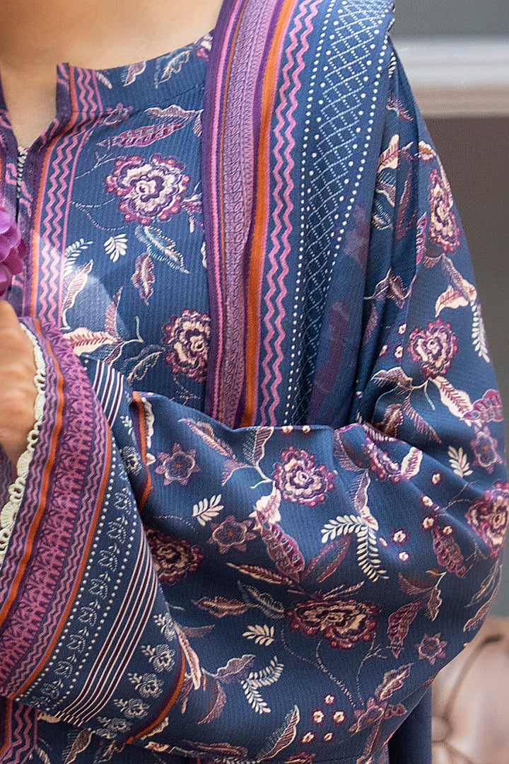 3 Piece Unstitched Dusky Blue Premium Linen