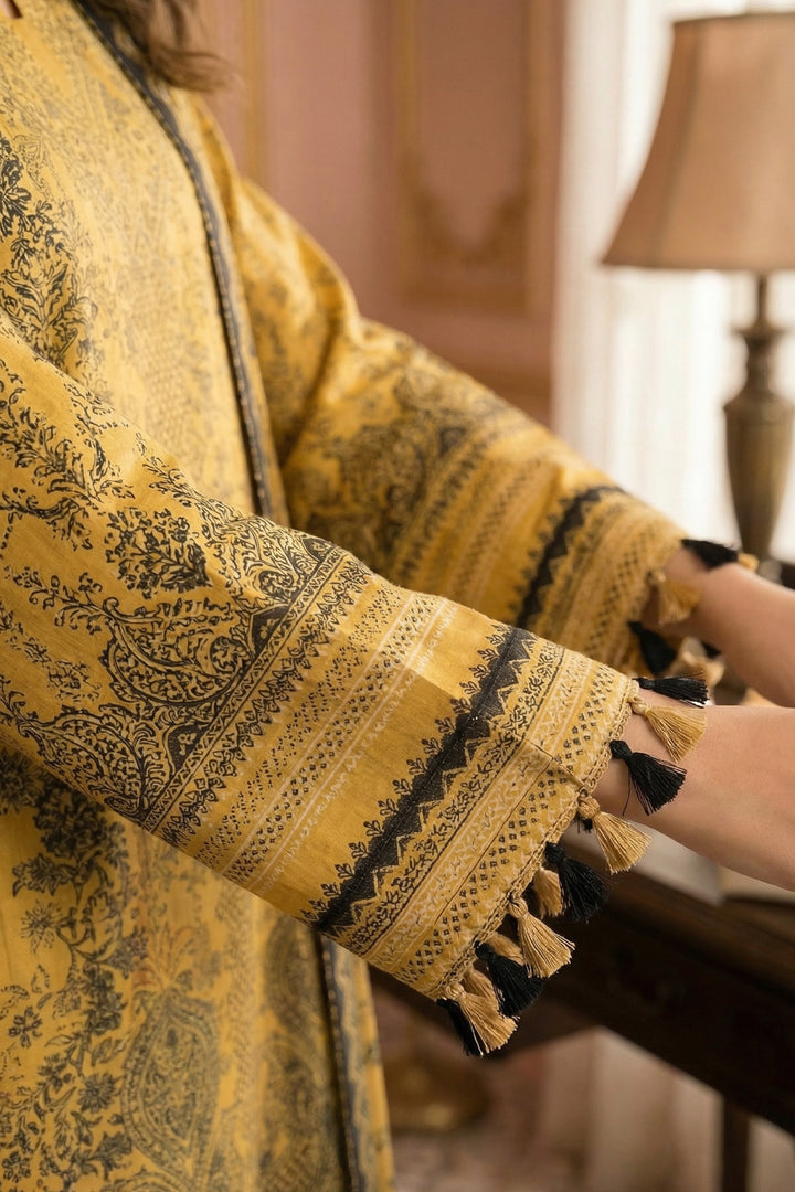 3 Piece Unstitched Golden Brown Premium Printed Lawn Suit - Jacquard Virsa By Zainab Summer 2026 Collection
