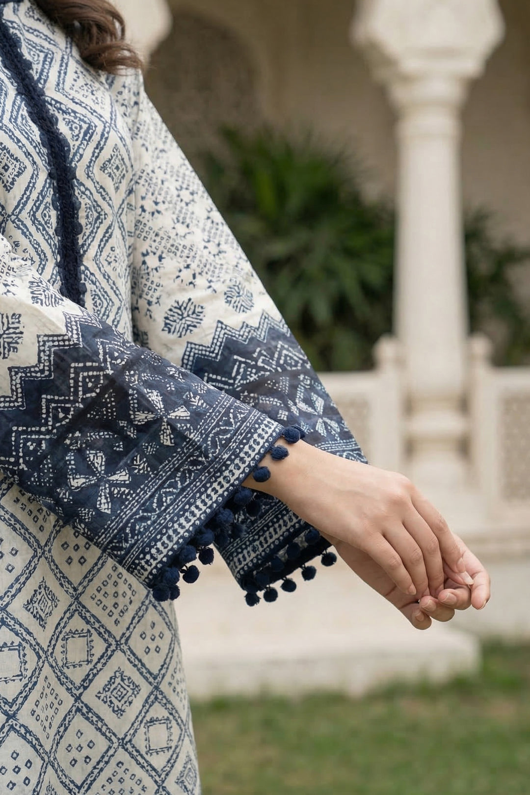 3 Piece Unstitched Gray &amp; Blue Premium Printed Lawn Suit By Jacquard Clothing Summer 2026 Collection