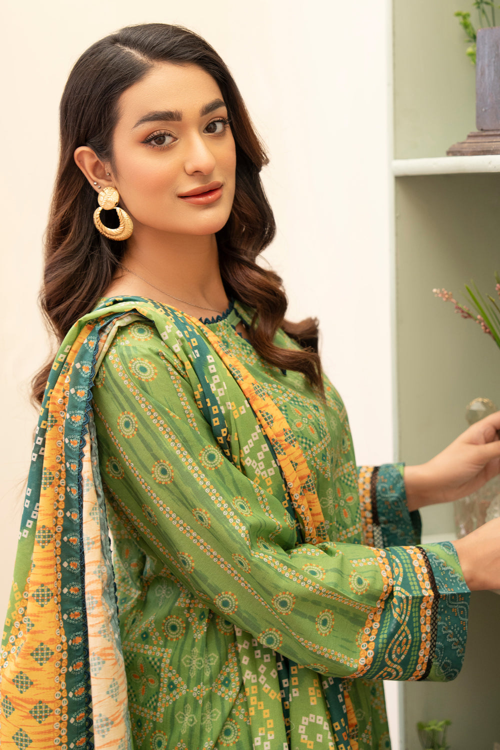 3 Piece Unstitched Green Premium Lawn - SU25V12-S3 - JACQUARD CLOTHING