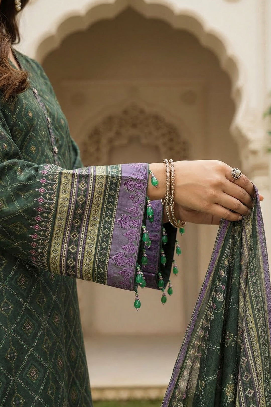 3 Piece Unstitched Green Premium Printed Lawn Suit By Jacquard Clothing Summer 2026 Collection