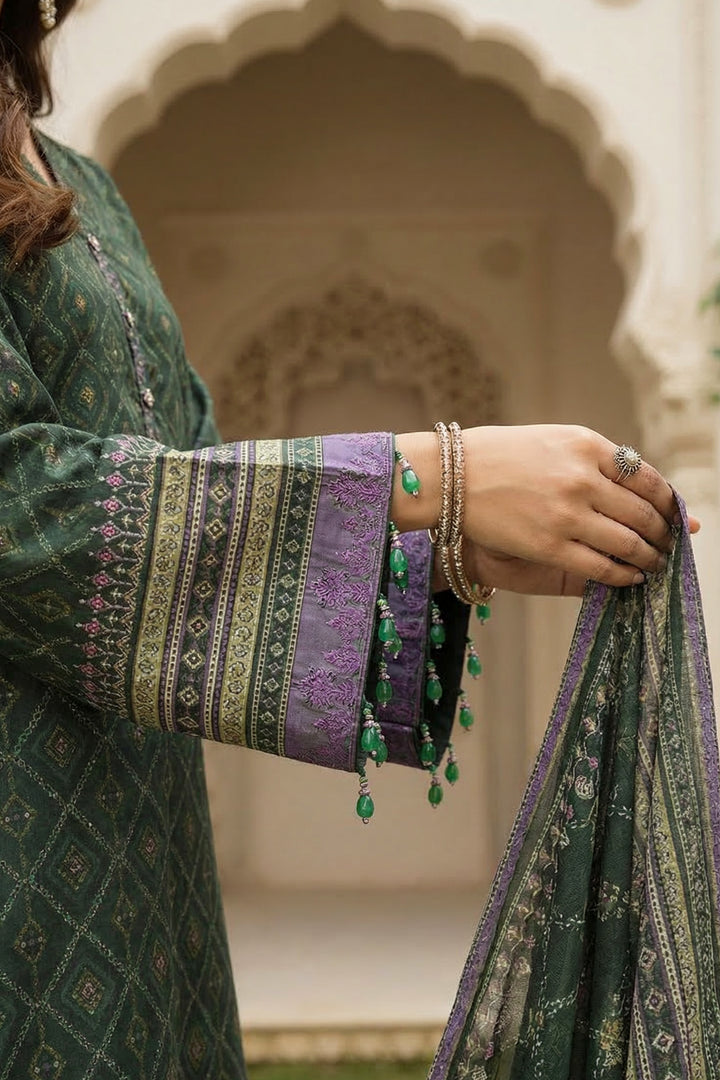 3 Piece Unstitched Green Premium Printed Lawn Suit By Jacquard Clothing Summer 2026 Collection