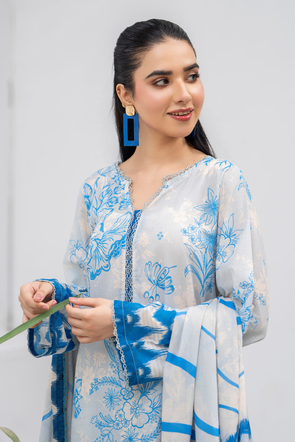 3 Piece Unstitched Grey Lawn - SU25V29-S8 - JACQUARD CLOTHING