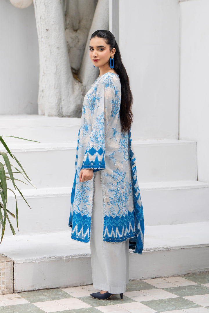 3 Piece Unstitched Grey Lawn - SU25V29-S8 - JACQUARD CLOTHING