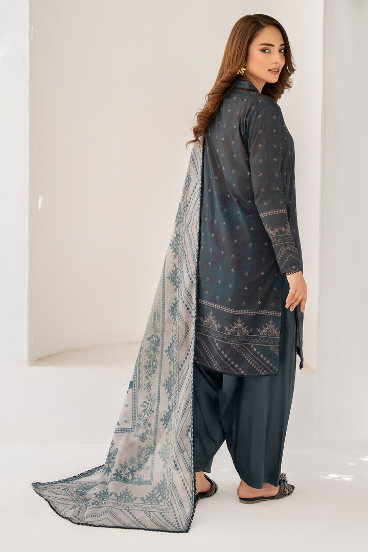 3 Piece Unstitched Grey Premium Lawn - SU25V10-S5 - JACQUARD CLOTHING
