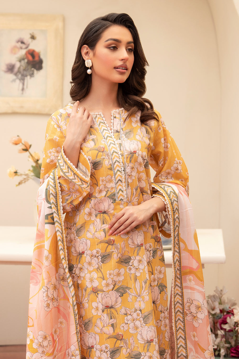 3 Piece Unstitched Honey Premium Lawn - SU25V13-S4 - JACQUARD CLOTHING