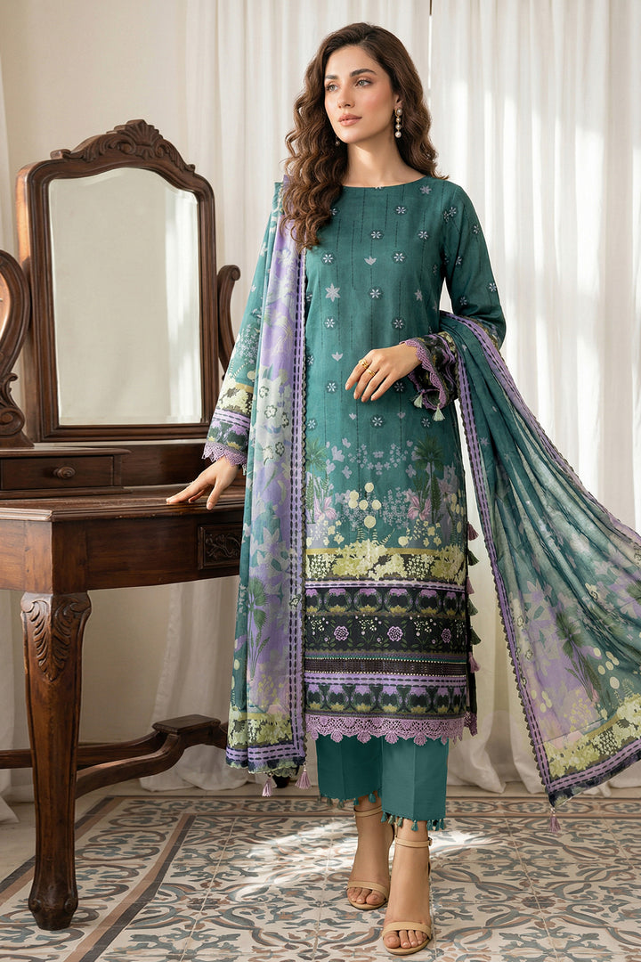 3 Piece Unstitched Hooker Green Premium Printed Lawn Suit - Jacquard Soha Afreen Summer 2026 Collection