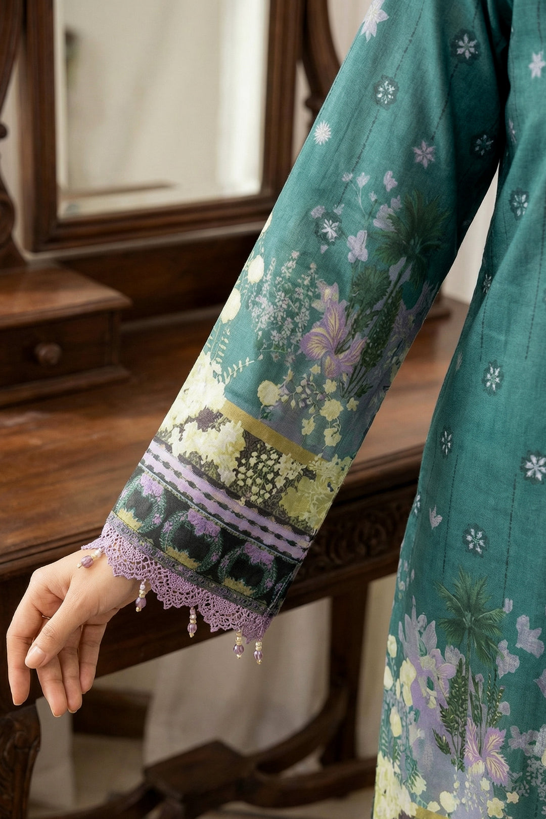 3 Piece Unstitched Hooker Green Premium Printed Lawn Suit - Jacquard Soha Afreen Summer 2026 Collection