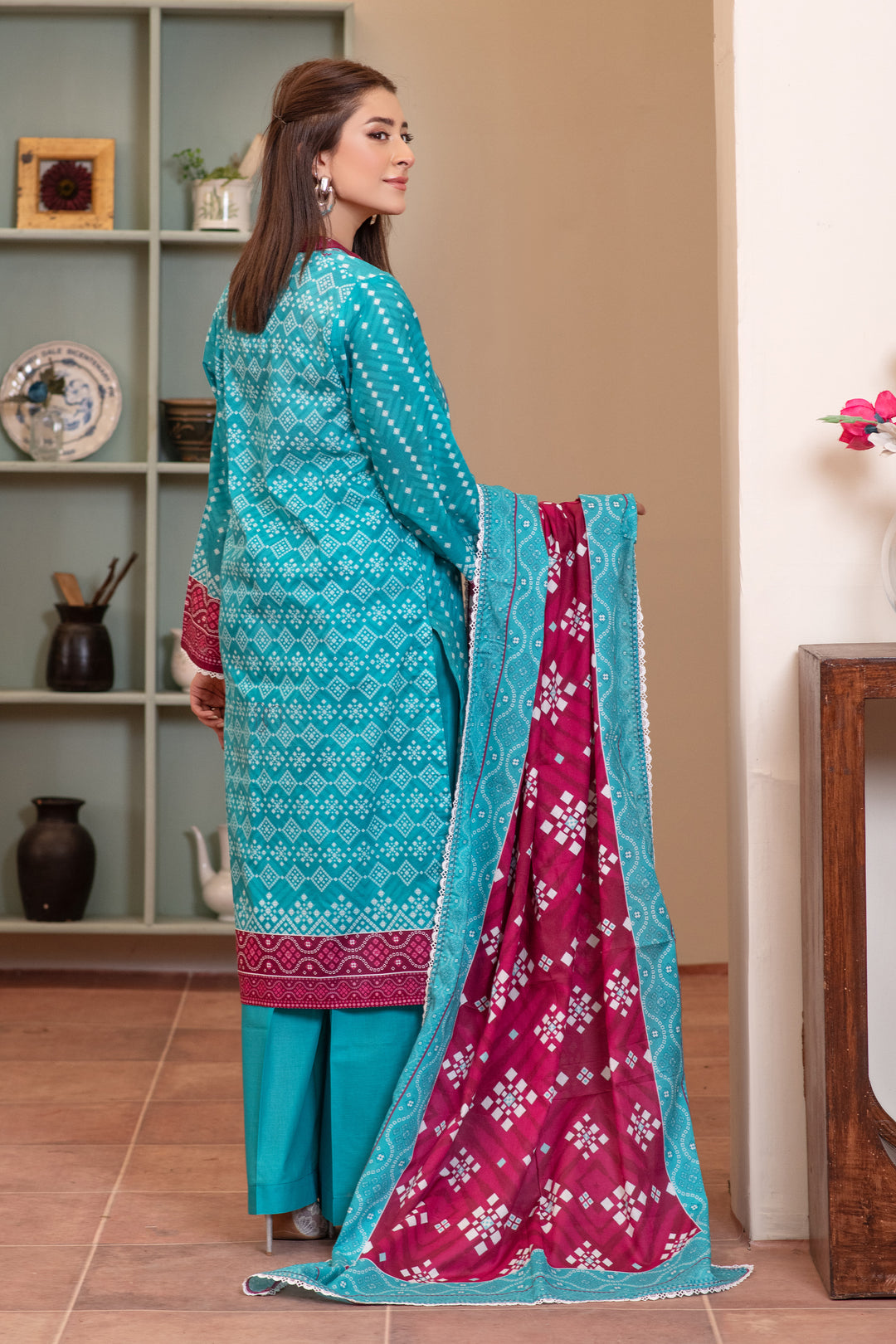 3 Piece Unstitched Iris Blue Premium Lawn - SU25V11-S1 - JACQUARD CLOTHING