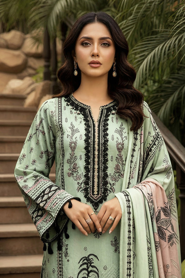 3 Piece Unstitched Laurel Green Premium Printed Lawn Suit By Jacquard Clothing Summer 2026 Collection