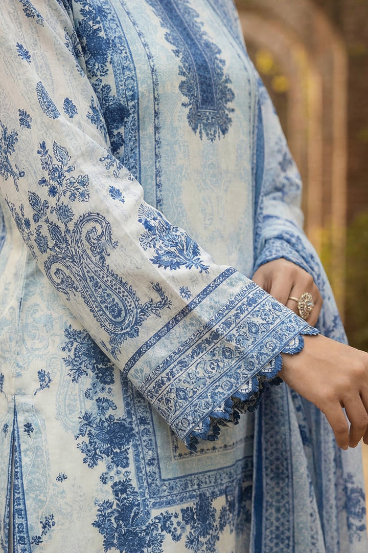 3 Piece Unstitched Light Blue Premium Printed Lawn Suit By Jacquard Clothing Summer 2026 Collection