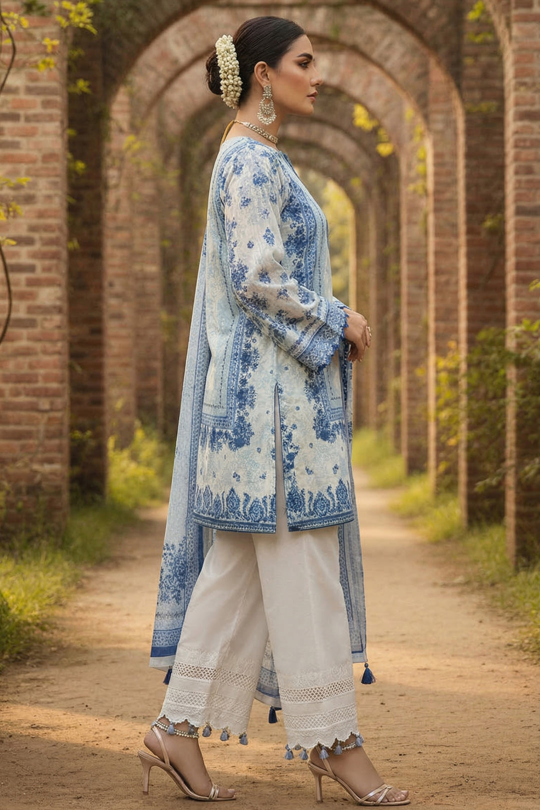 3 Piece Unstitched Light Blue Premium Printed Lawn Suit By Jacquard Clothing Summer 2026 Collection