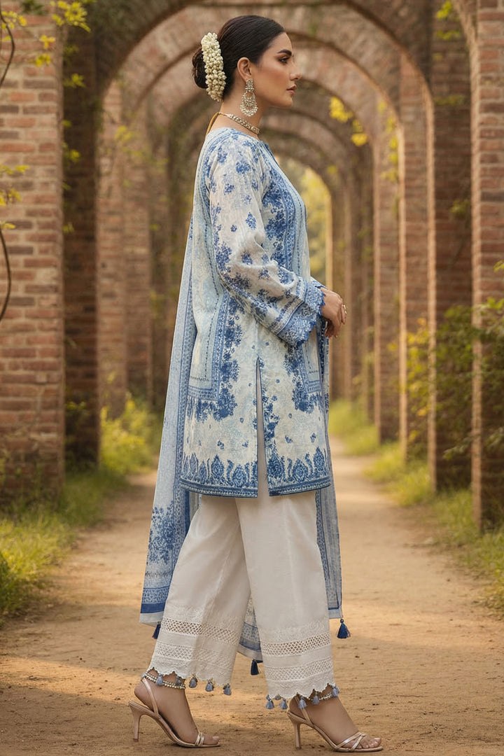 3 Piece Unstitched Light Blue Premium Printed Lawn Suit By Jacquard Clothing Summer 2026 Collection