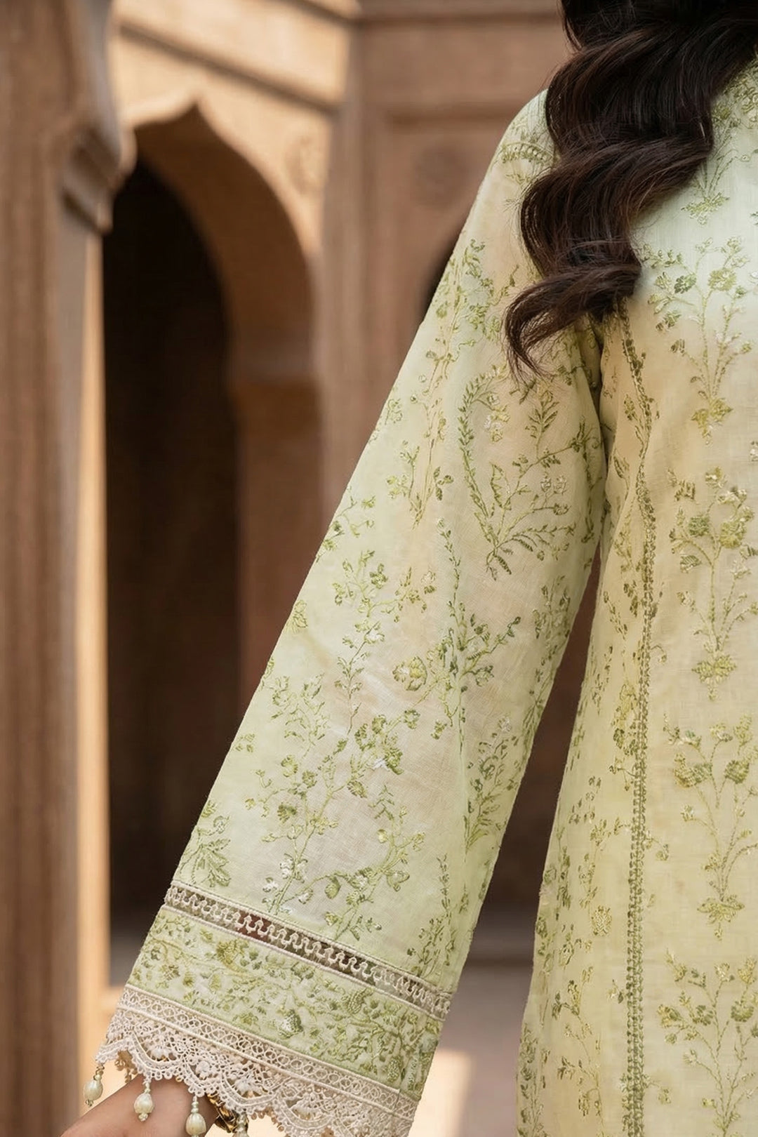 3 Piece Unstitched Light Green Premium Printed Lawn