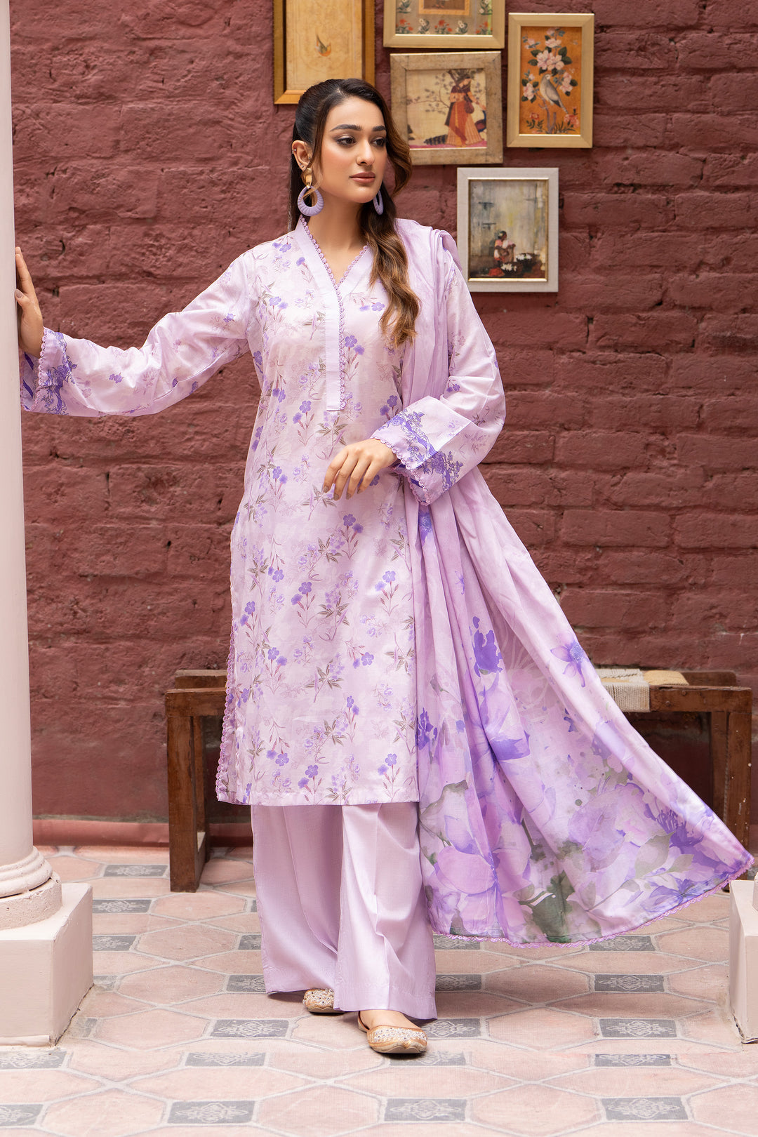 3 Piece Unstitched Lilac Lawn - SU25V21-S5 - JAQUARD CLOTHING