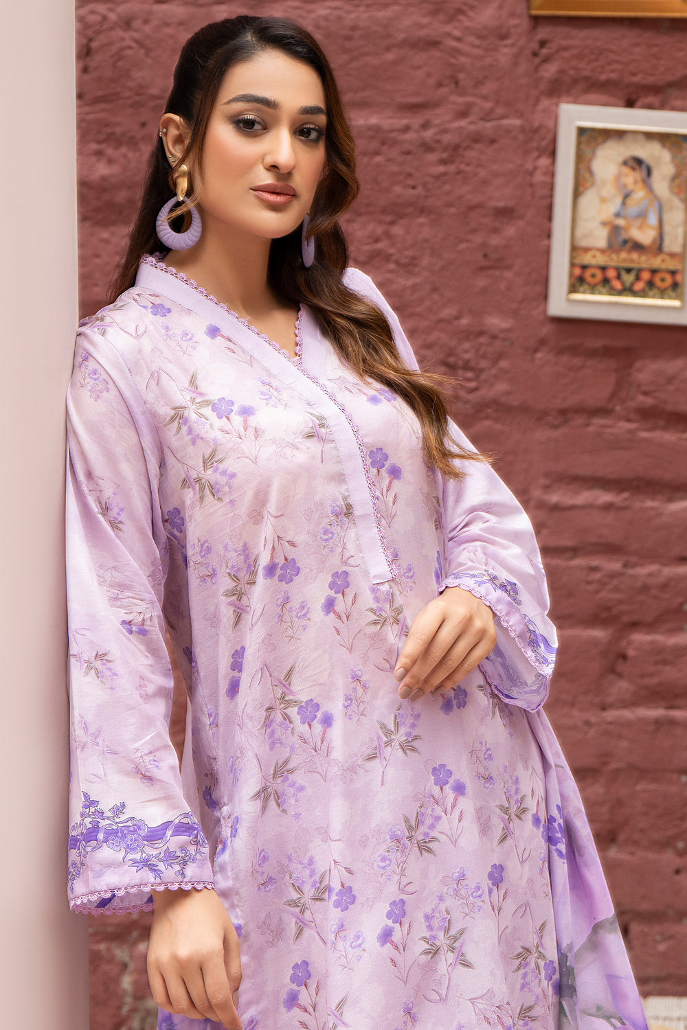 3 Piece Unstitched Lilac Lawn - SU25V21-S5 - JAQUARD CLOTHING