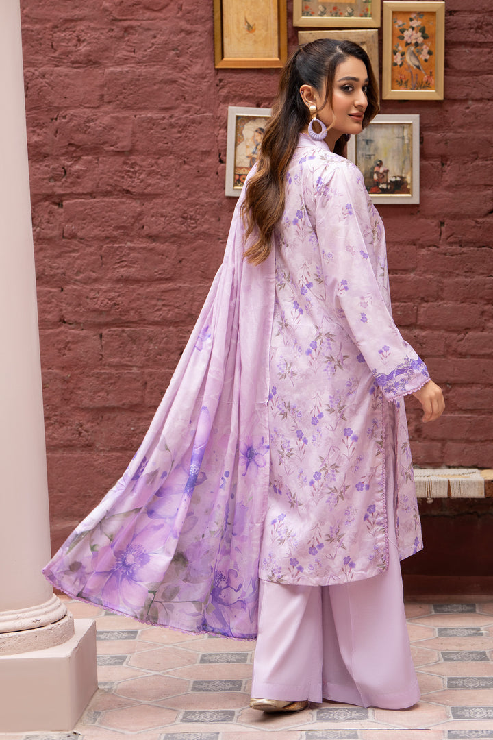 3 Piece Unstitched Lilac Lawn - SU25V21-S5 - JAQUARD CLOTHING