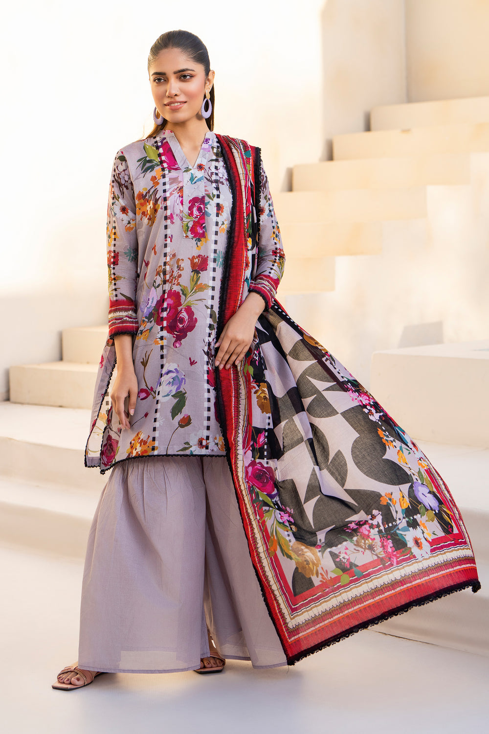 3 Piece Unstitched Lilac Premium Lawn - SU25V10-S4 - JACQUARD CLOTHING