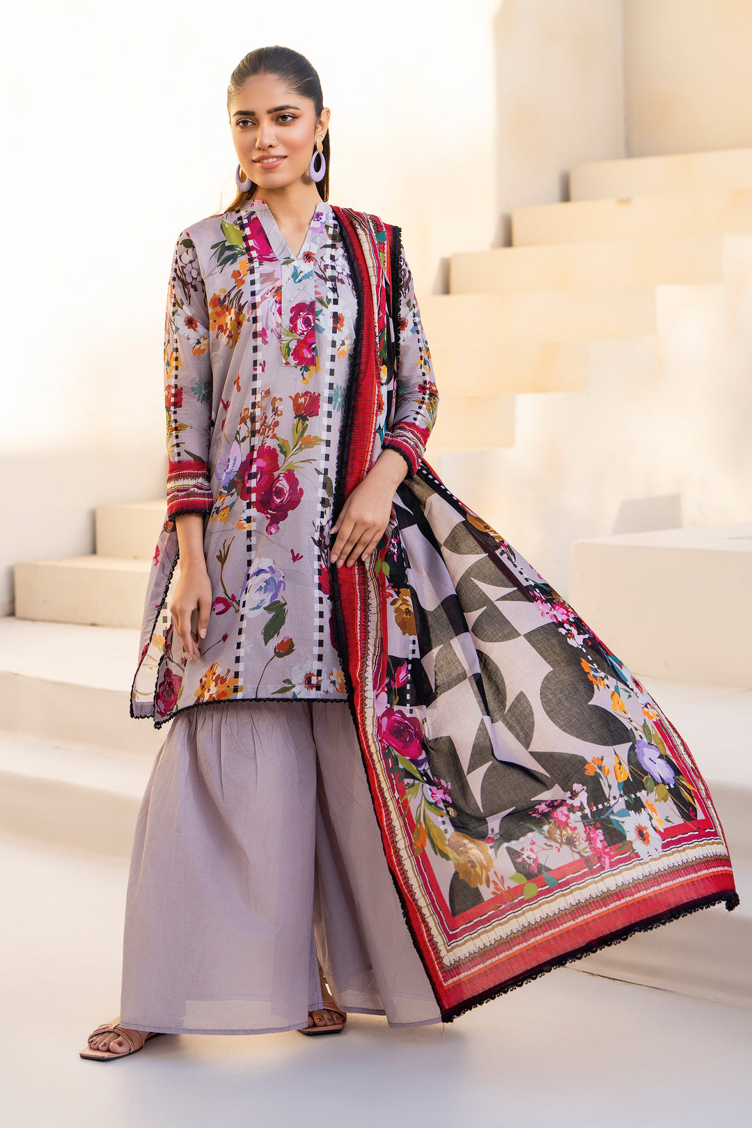 3 Piece Unstitched Lilac Premium Lawn - SU25V10-S4 - JACQUARD CLOTHING