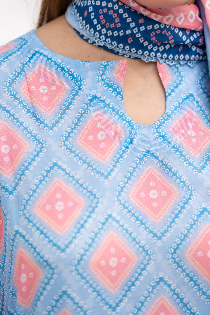 3 Piece Unstitched Maya Blue Lawn - SU25V29-S7 - JACQUARD CLOTHING