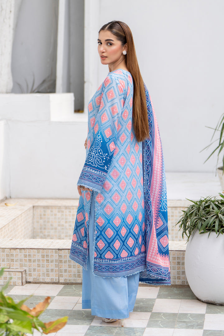 3 Piece Unstitched Maya Blue Lawn - SU25V29-S7 - JACQUARD CLOTHING