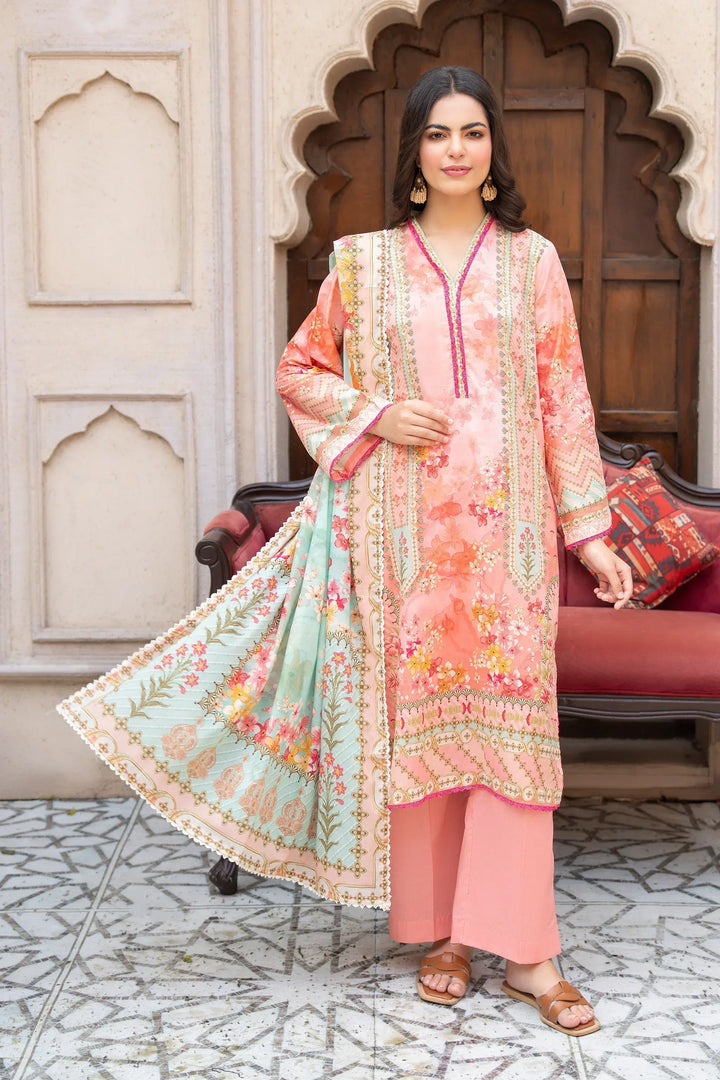 3 Piece Unstitched Misty Rose Premium Printed Lawn Suit - Jacquard Clothing Summer 2026