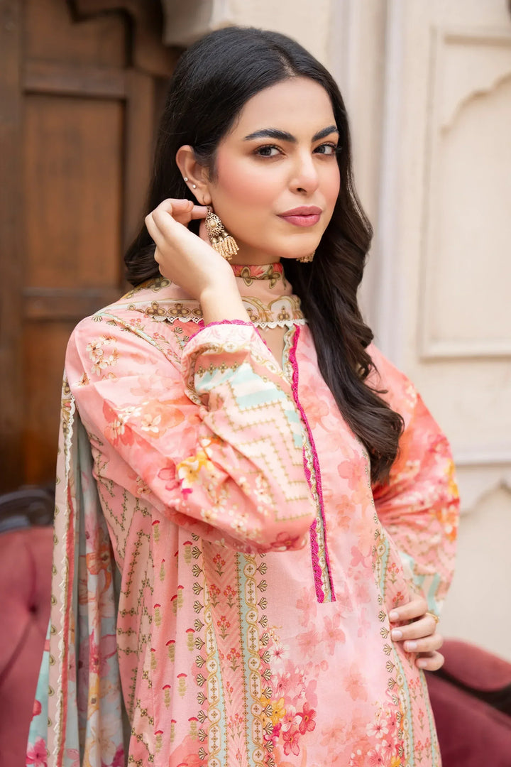 3 Piece Unstitched Misty Rose Premium Printed Lawn Suit - Jacquard Clothing Summer 2026