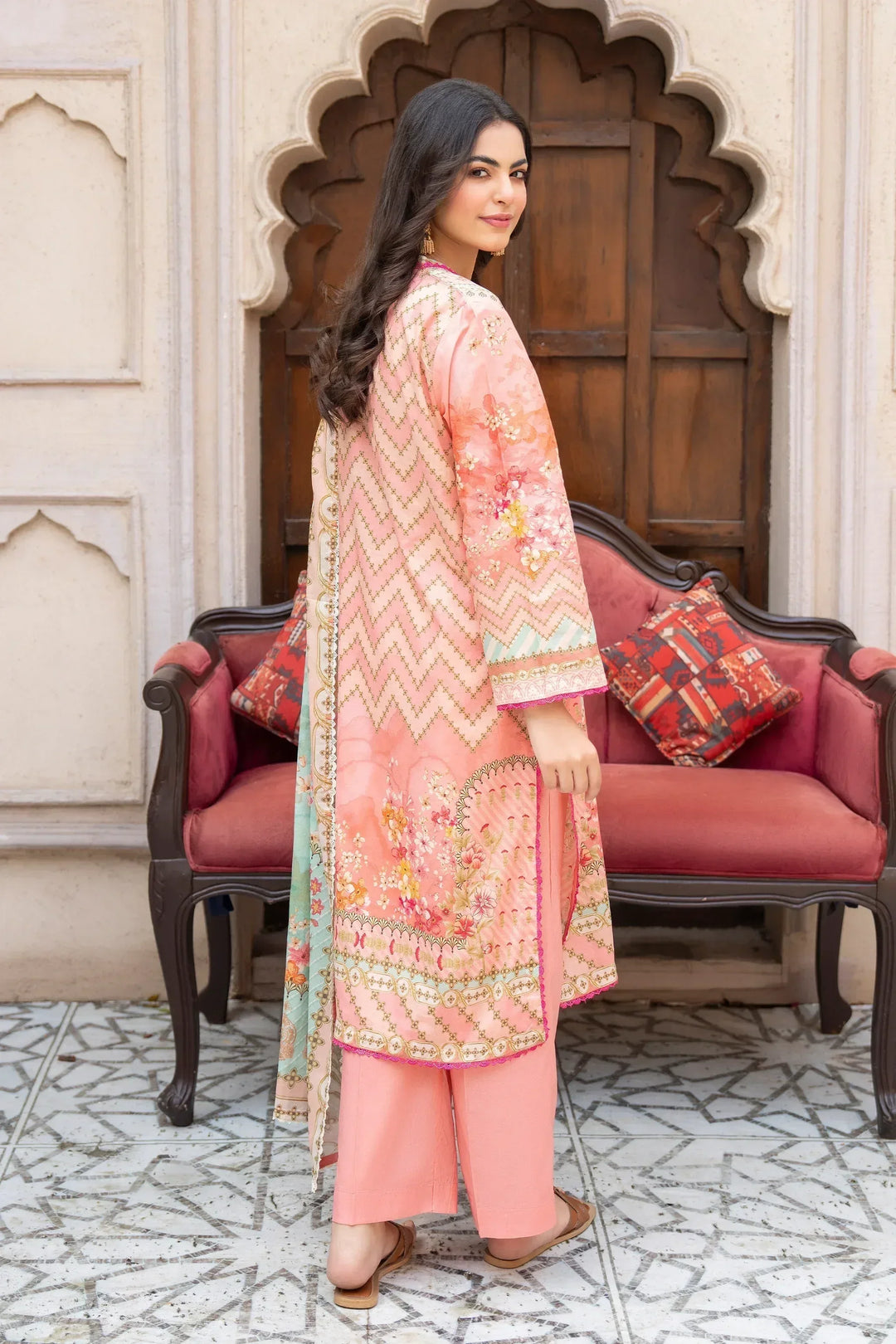 3 Piece Unstitched Misty Rose Premium Printed Lawn Suit - Jacquard Clothing Summer 2026