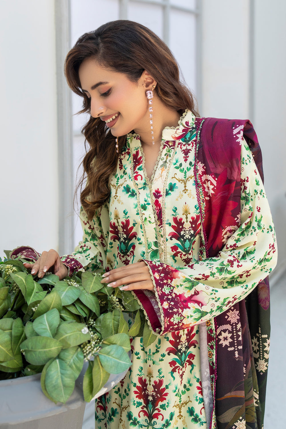 3 Piece Unstitched Multi Printed Linen - W25CF1V2-S5- JACQUARD CLOTHING