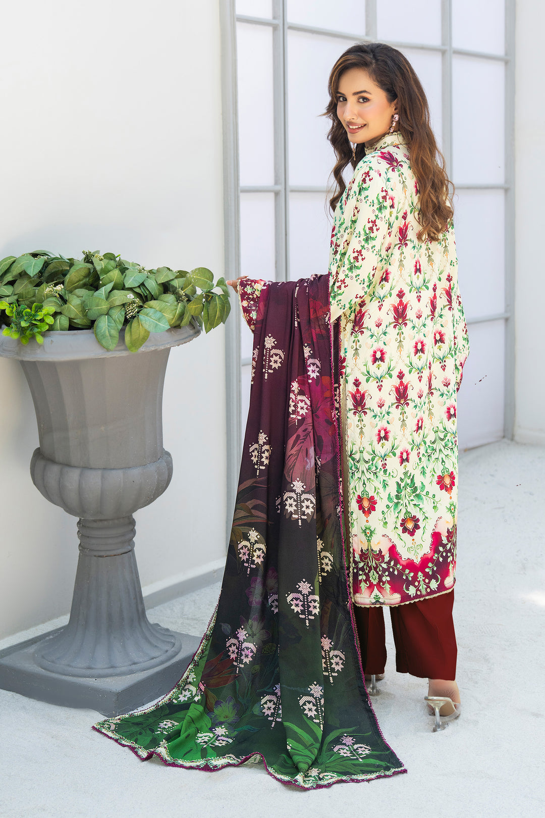 3 Piece Unstitched Multi Printed Linen - W25CF1V2-S5- JACQUARD CLOTHING