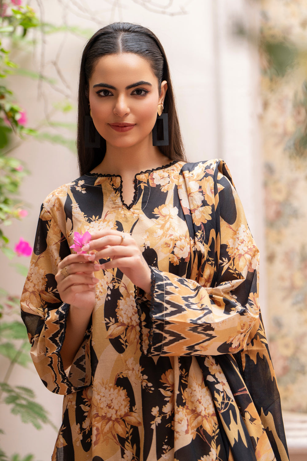 3 Piece Unstitched Mustard Lawn - SU25V26-S7 - JACQUARD CLOTHING