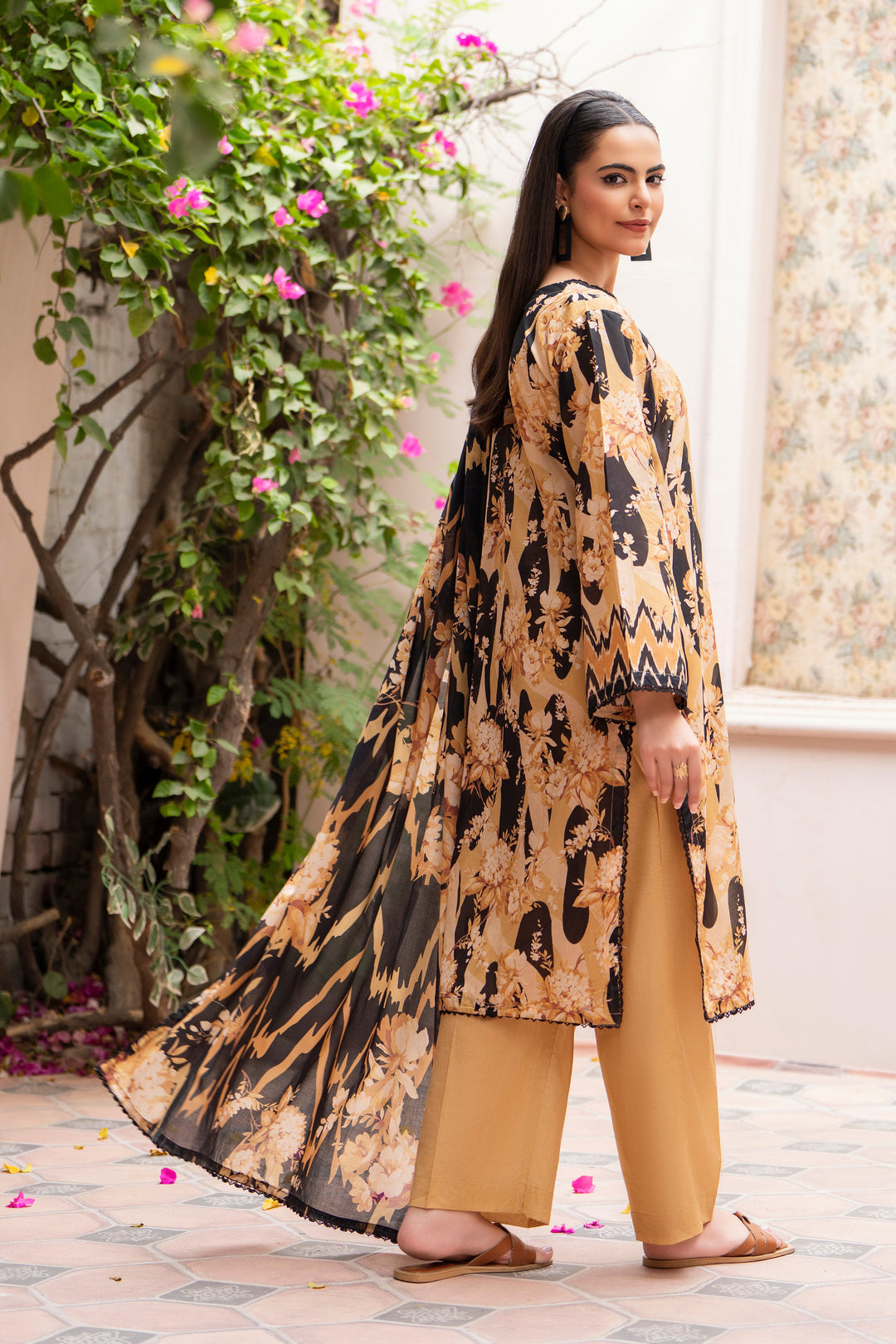 3 Piece Unstitched Mustard Lawn - SU25V26-S7 - JACQUARD CLOTHING