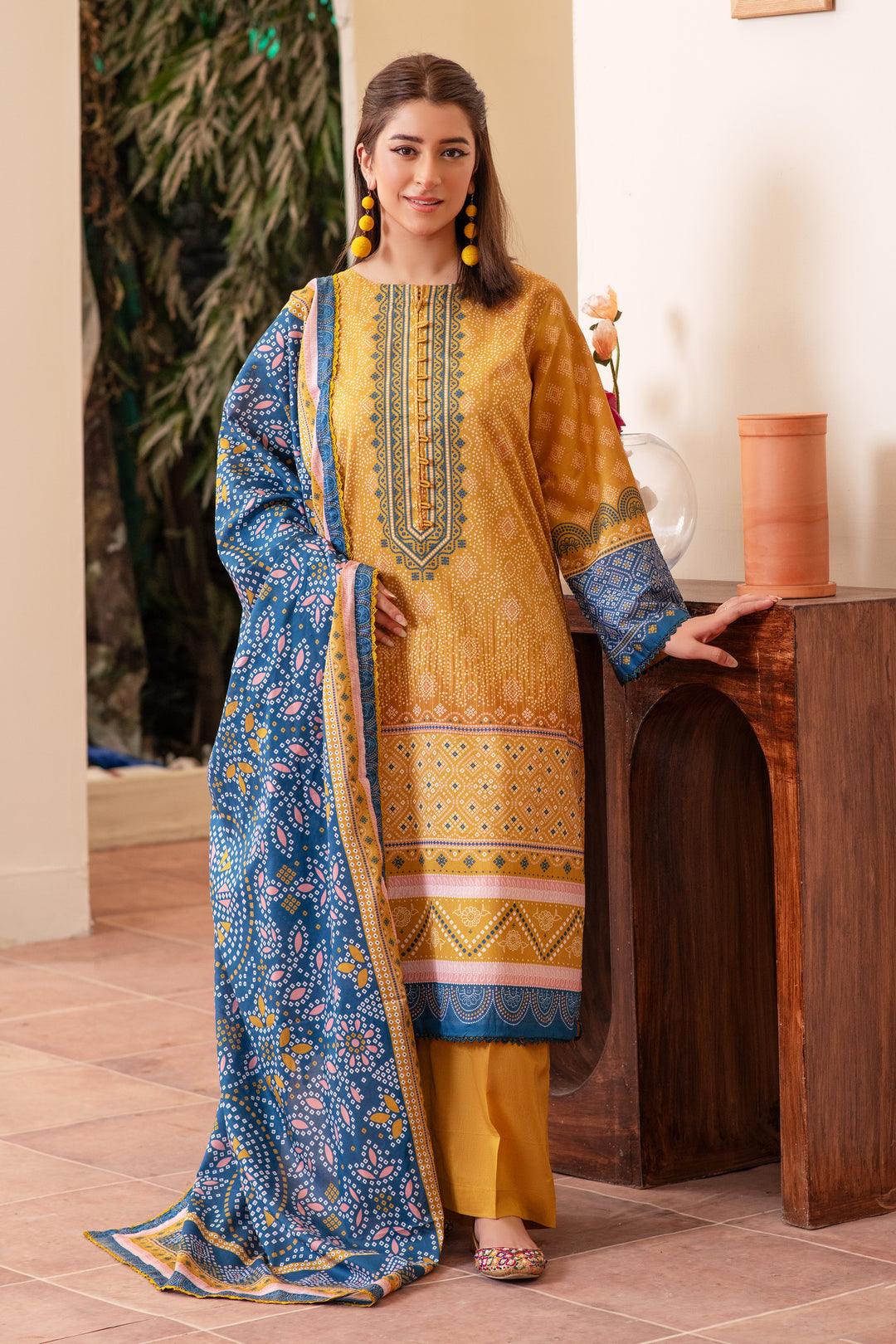 3 Piece Unstitched Mustard Premium Lawn - SU25V11-S7 - JACQUARD CLOTHING