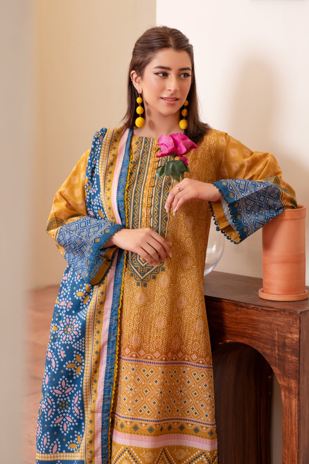 3 Piece Unstitched Mustard Premium Lawn - SU25V11-S7 - JACQUARD CLOTHING