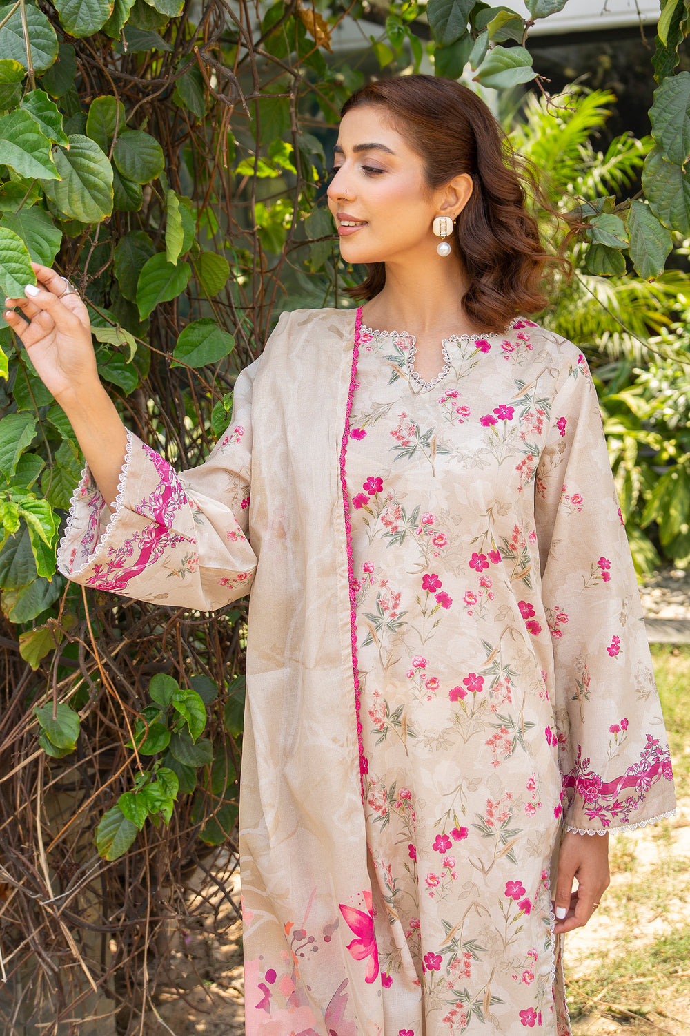 3 Piece Unstitched Off White Lawn - SU25V17-S5 - JACQUARD CLOTHING