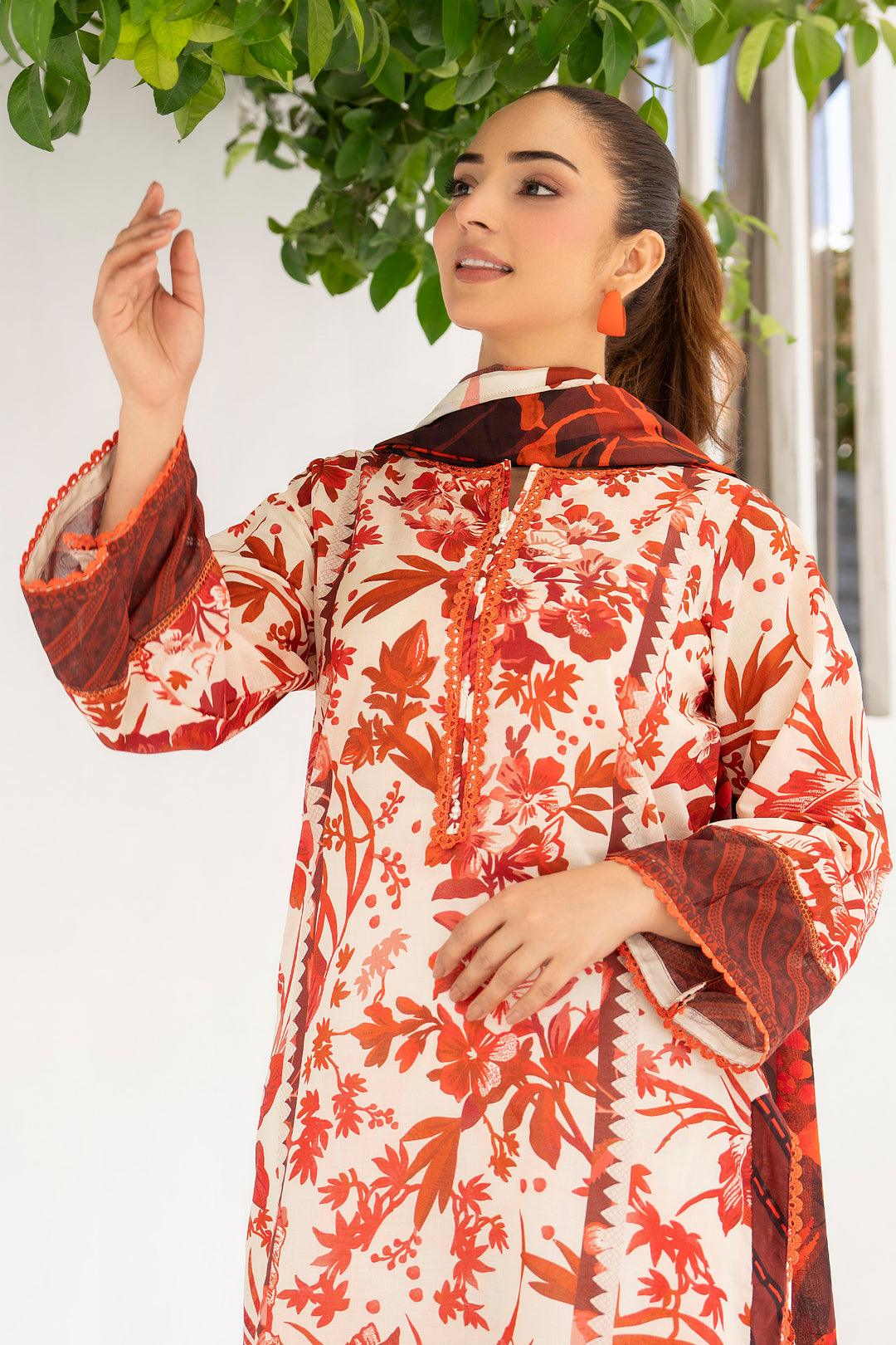 3 Piece Unstitched Off White Premium Lawn - SU25V10-S1 - JACQUARD CLOTHING