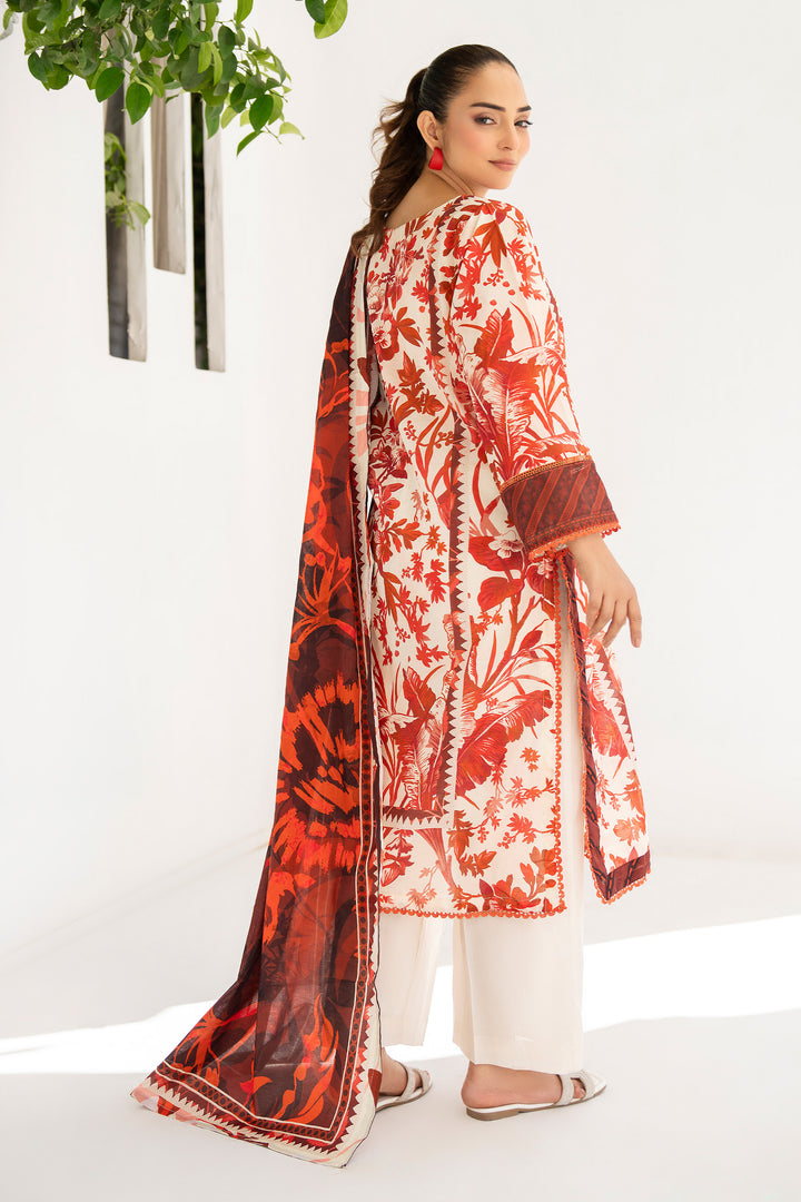 3 Piece Unstitched Off White Premium Lawn - SU25V10-S1 - JACQUARD CLOTHING