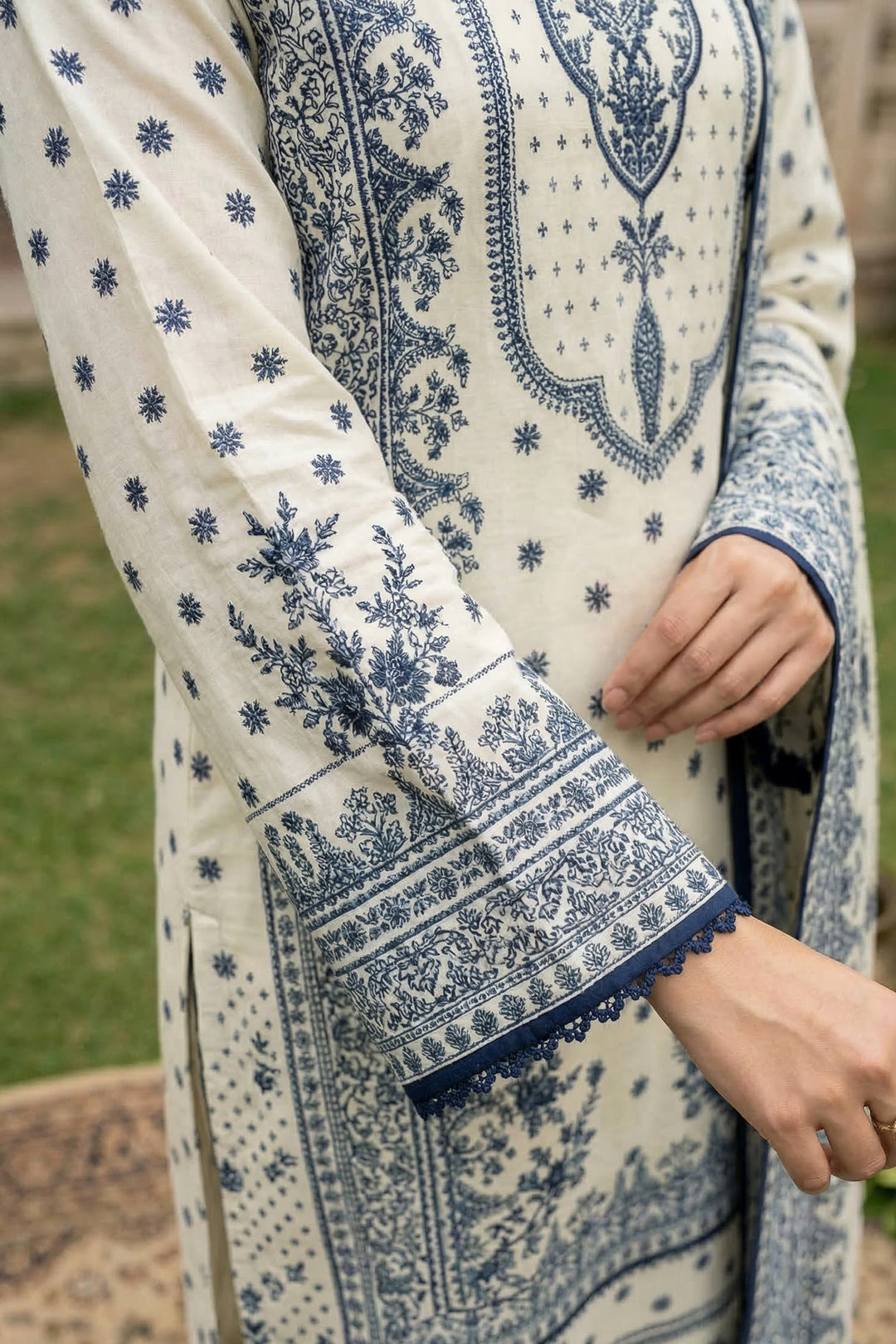 3 Piece Unstitched Off White Premium Printed Lawn Suit By Jacquard Clothing Summer 2026 Collection